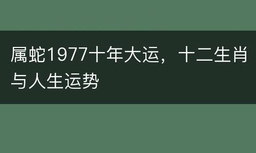 属蛇1977十年大运，十二生肖与人生运势