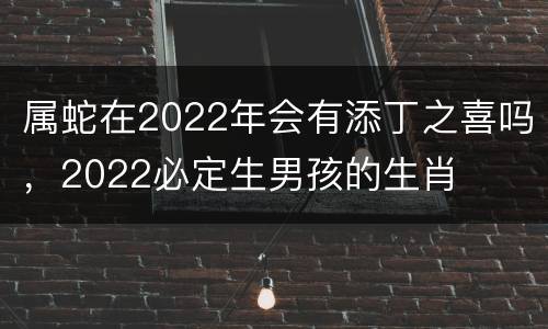 属蛇在2022年会有添丁之喜吗，2022必定生男孩的生肖