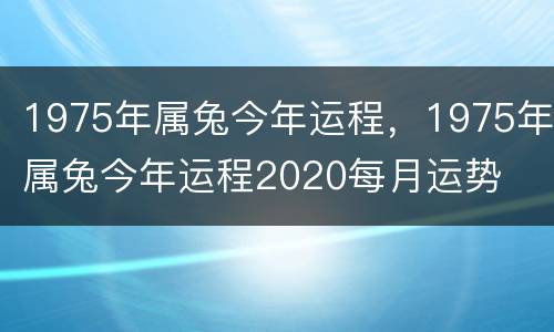 1975年属兔今年运程，1975年属兔今年运程2020每月运势