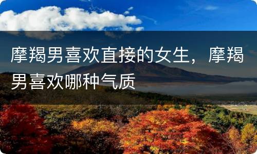 摩羯男喜欢直接的女生，摩羯男喜欢哪种气质