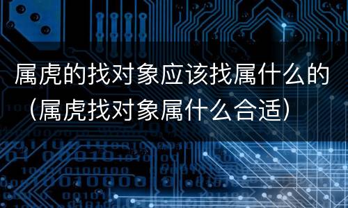 属虎的找对象应该找属什么的（属虎找对象属什么合适）