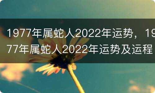 1977年属蛇人2022年运势，1977年属蛇人2022年运势及运程