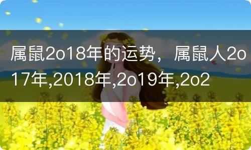 属鼠2o18年的运势，属鼠人2o17年,2018年,2o19年,2o2