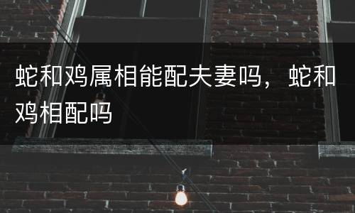 蛇和鸡属相能配夫妻吗，蛇和鸡相配吗