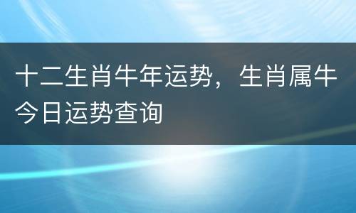 十二生肖牛年运势，生肖属牛今日运势查询