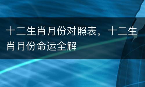 十二生肖月份对照表，十二生肖月份命运全解