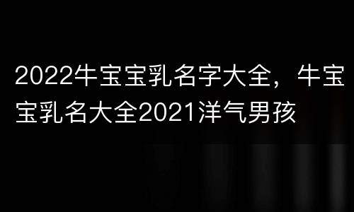 2022牛宝宝乳名字大全，牛宝宝乳名大全2021洋气男孩