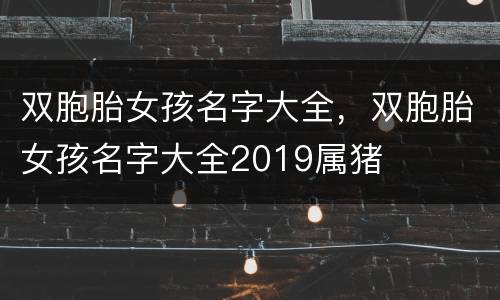 双胞胎女孩名字大全，双胞胎女孩名字大全2019属猪