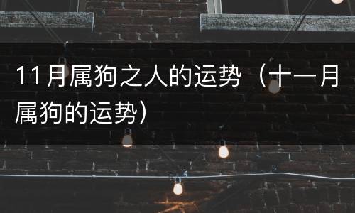 11月属狗之人的运势（十一月属狗的运势）