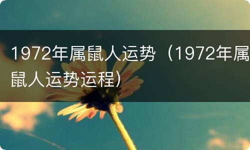 1972年属鼠人运势（1972年属鼠人运势运程）