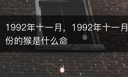 1992年十一月，1992年十一月份的猴是什么命