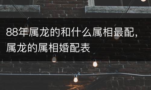 88年属龙的和什么属相最配，属龙的属相婚配表