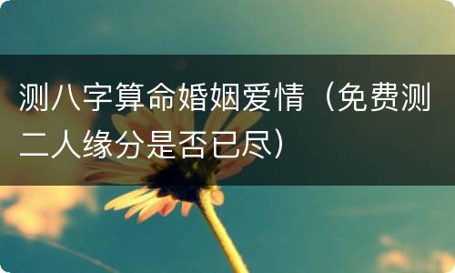 测八字算命婚姻爱情（免费测二人缘分是否已尽）