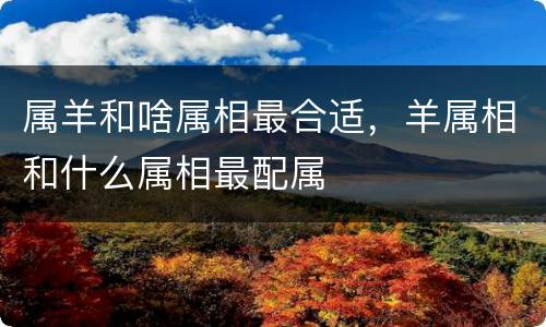 属羊和啥属相最合适，羊属相和什么属相最配属