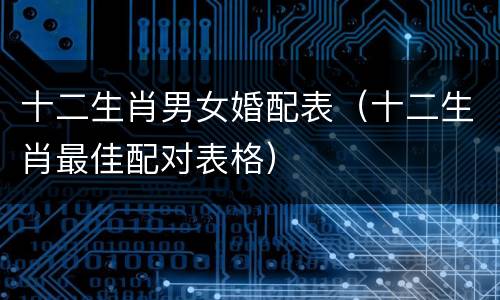 十二生肖男女婚配表（十二生肖最佳配对表格）