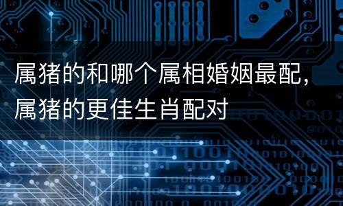 属猪的和哪个属相婚姻最配，属猪的更佳生肖配对