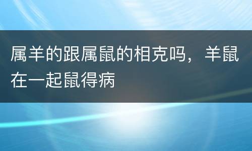 属羊的跟属鼠的相克吗，羊鼠在一起鼠得病