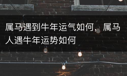 属马遇到牛年运气如何，属马人遇牛年运势如何