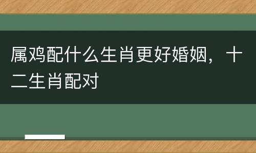 属鸡配什么生肖更好婚姻，十二生肖配对