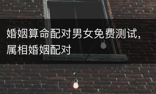 婚姻算命配对男女免费测试，属相婚姻配对