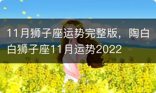 11月狮子座运势完整版，陶白白狮子座11月运势2022