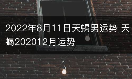 2022年8月11日天蝎男运势 天蝎202012月运势