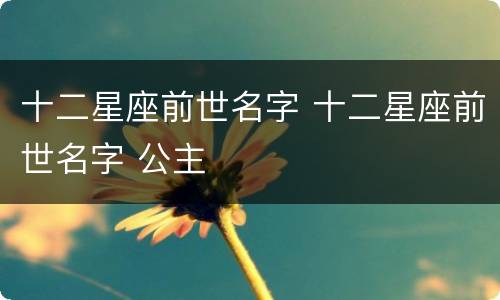 十二星座前世名字 十二星座前世名字 公主
