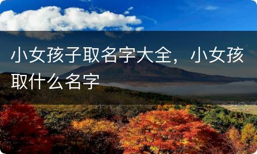 小女孩子取名字大全，小女孩取什么名字