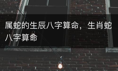 属蛇的生辰八字算命，生肖蛇八字算命