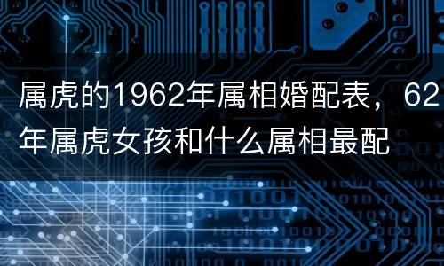 属虎的1962年属相婚配表，62年属虎女孩和什么属相最配