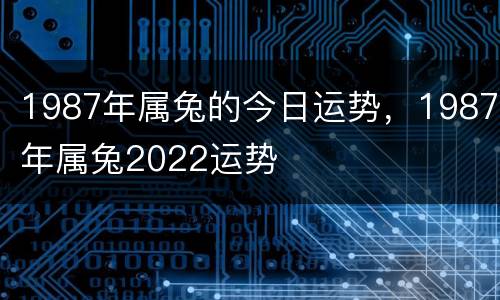 1987年属兔的今日运势，1987年属兔2022运势