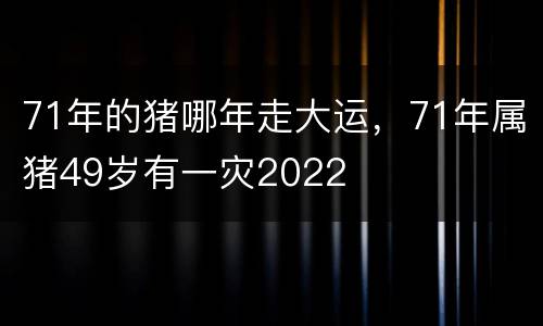 71年的猪哪年走大运，71年属猪49岁有一灾2022