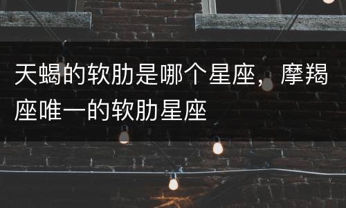 天蝎的软肋是哪个星座，摩羯座唯一的软肋星座