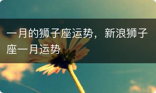 一月的狮子座运势，新浪狮子座一月运势