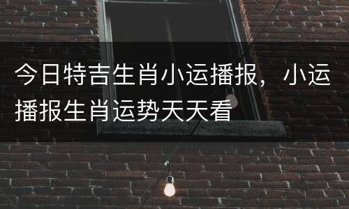 今日特吉生肖小运播报，小运播报生肖运势天天看