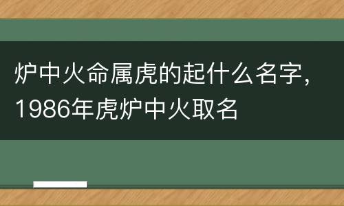 炉中火命属虎的起什么名字，1986年虎炉中火取名