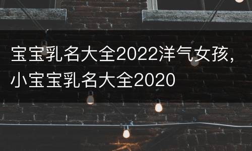 宝宝乳名大全2022洋气女孩，小宝宝乳名大全2020
