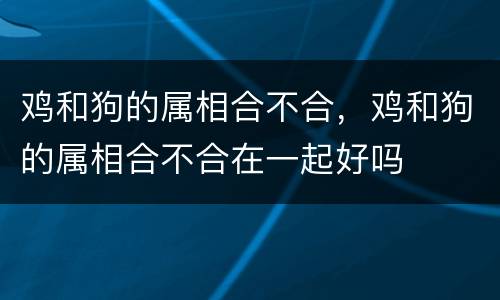 鸡和狗的属相合不合，鸡和狗的属相合不合在一起好吗