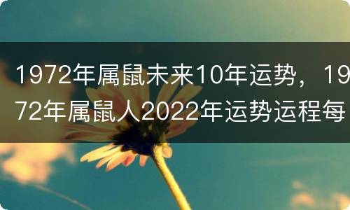 1972年属鼠未来10年运势，1972年属鼠人2022年运势运程每月运程