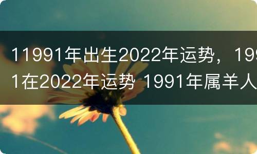 11991年出生2022年运势，1991在2022年运势 1991年属羊人2022年运势