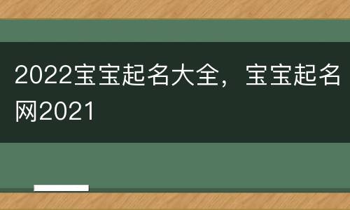 2022宝宝起名大全，宝宝起名网2021