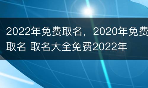 2022年免费取名，2020年免费取名 取名大全免费2022年