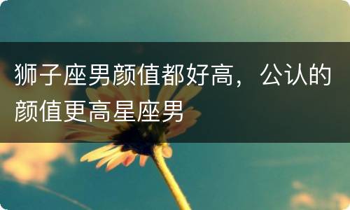 狮子座男颜值都好高，公认的颜值更高星座男
