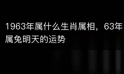 1963年属什么生肖属相，63年属兔明天的运势