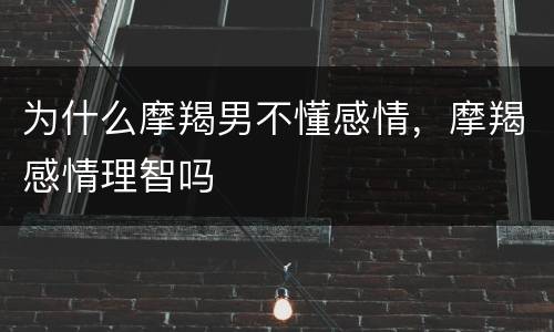 为什么摩羯男不懂感情，摩羯感情理智吗