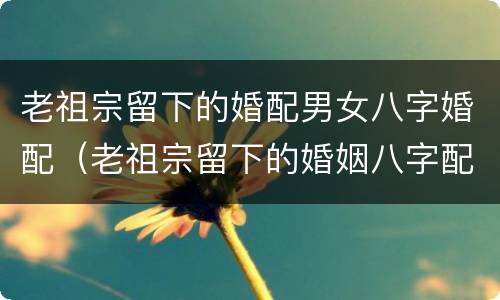 老祖宗留下的婚配男女八字婚配（老祖宗留下的婚姻八字配至到至今）