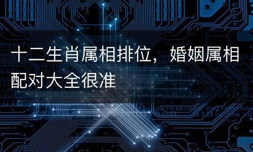 十二生肖属相排位，婚姻属相配对大全很准