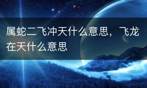 属蛇二飞冲天什么意思，飞龙在天什么意思