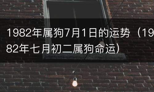 1982年属狗7月1日的运势（1982年七月初二属狗命运）