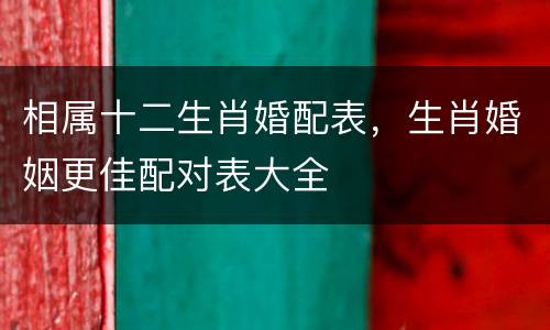 相属十二生肖婚配表，生肖婚姻更佳配对表大全